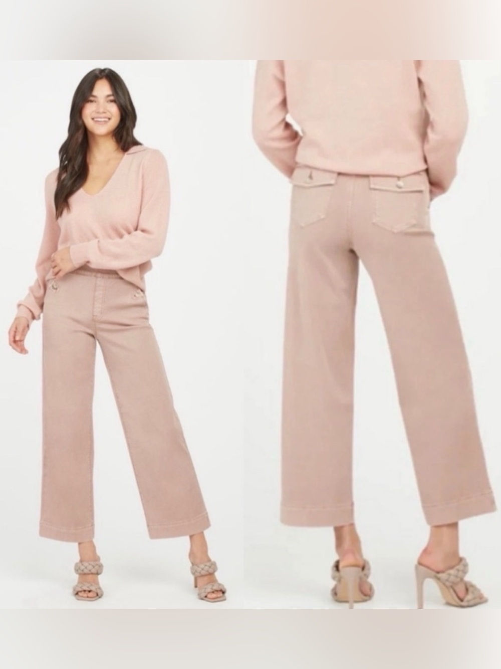 Spanx Stretch Twill Pants in Pale Pink Size Large Tall